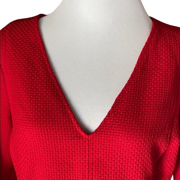Ralph Lauren Red Waffle Cocktail Dress, Long Sleeve, NWT! - Picture 4 of 6